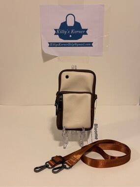 NWT Bluome Cream and Brown Phone Crossbody Purse